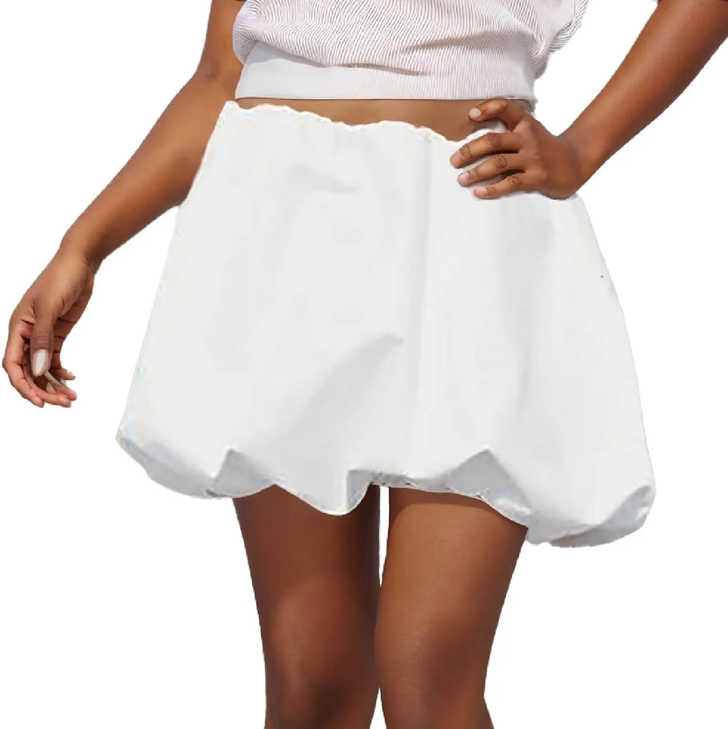 Skirts for Women Fashion Baggy Puff Skirt Summer Beach Short Mini Skirt Trending Elastic Waist Comfort Skater Skirt