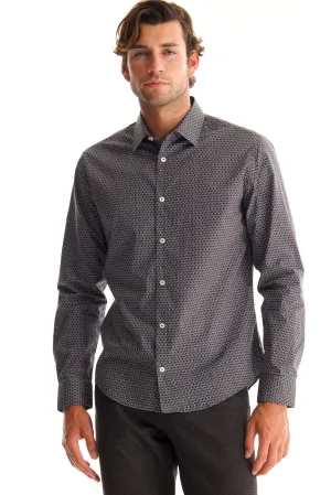 Soft Cloth Point Collar Shirt in Italian Woven Fabric - Charcoal Hex