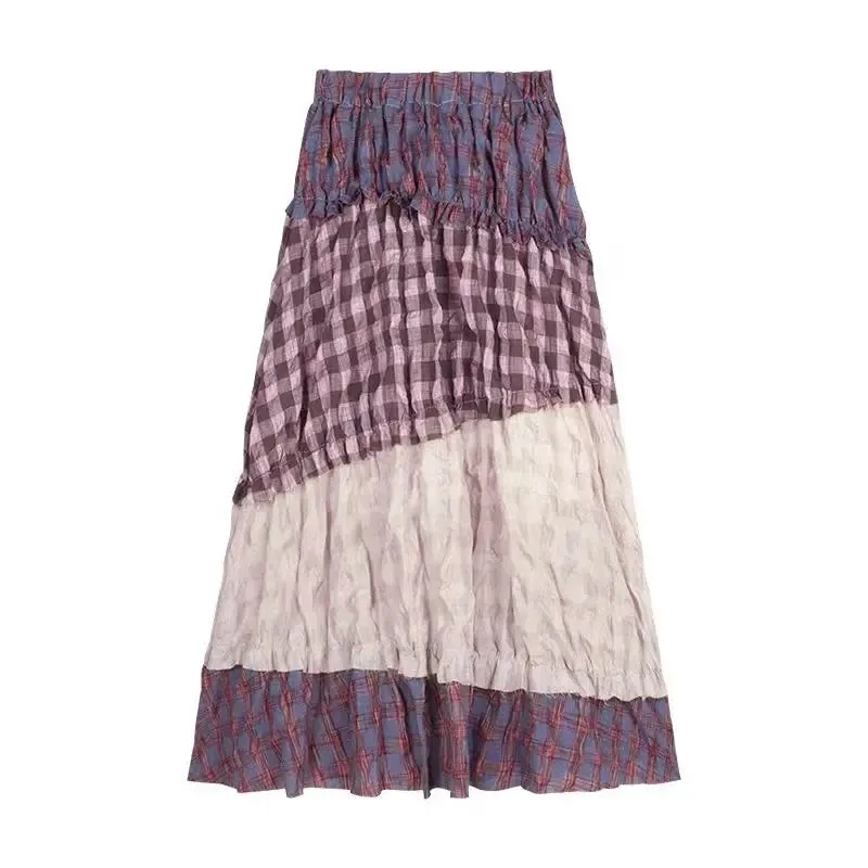 srczz  -  Summer Y2k Elegant 2 Piece Set Women New Halter Tops   Pleated Long Skirts Female Casual Chic Ruffle Pachtwork Streetwear Suits