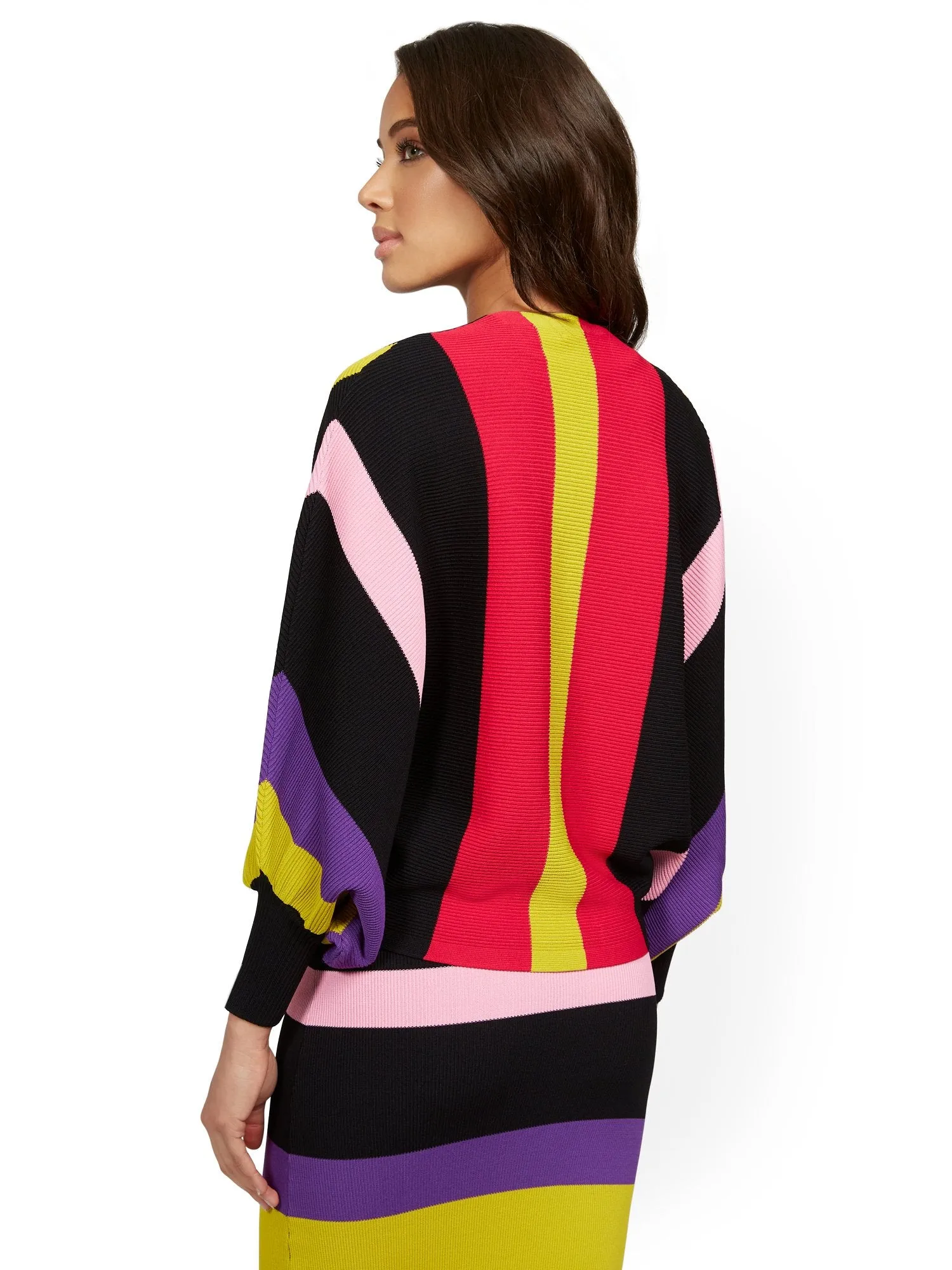 Stripe Dolman-Sleeve Cardigan