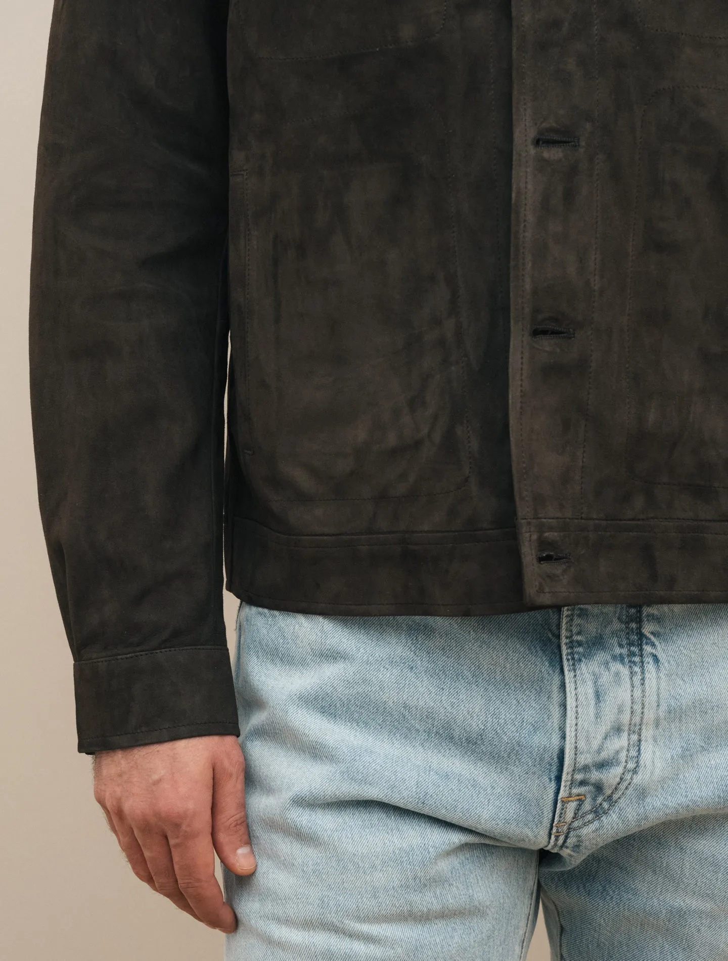 Strozzi Suede Jacket Dark Brown