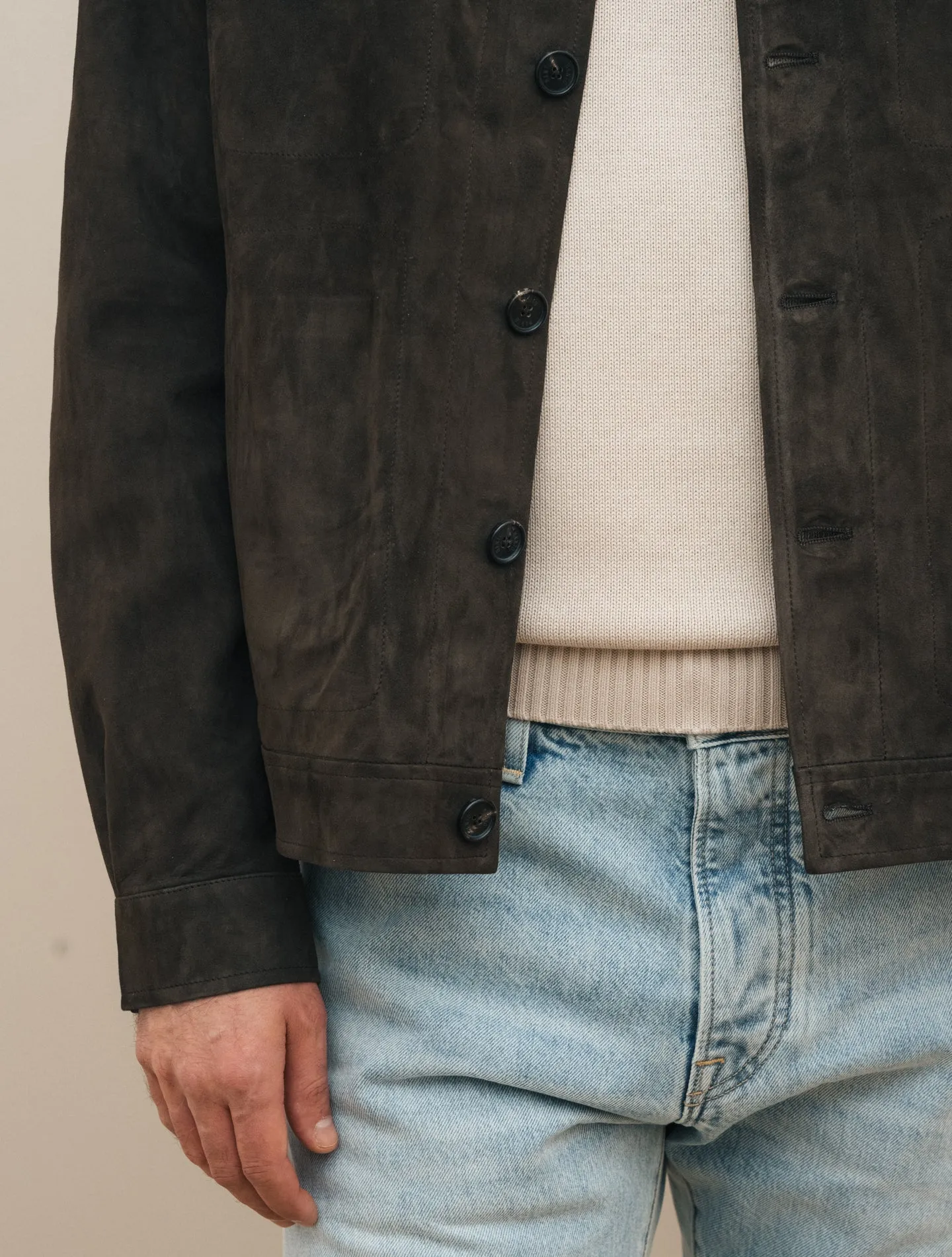 Strozzi Suede Jacket Dark Brown