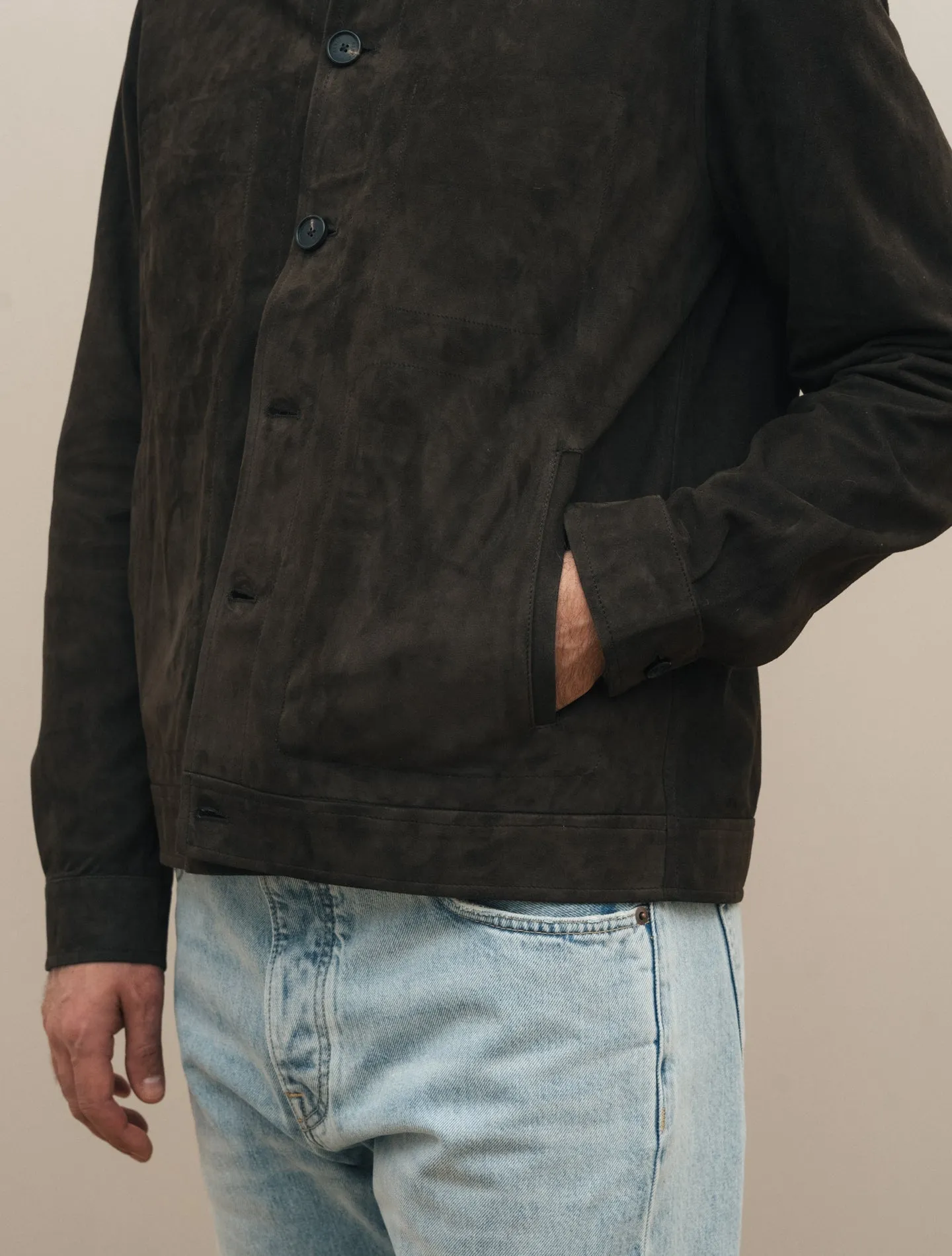 Strozzi Suede Jacket Dark Brown