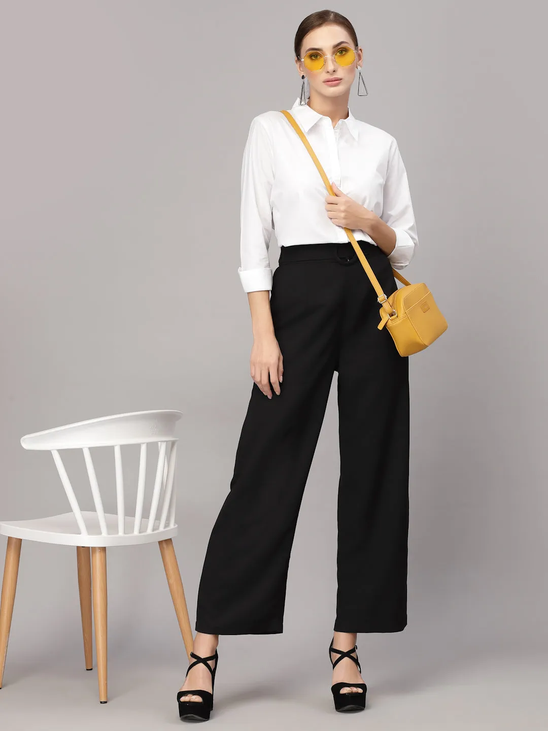 Style Quotient Women Solid White Cotton Regular Formal Shirt