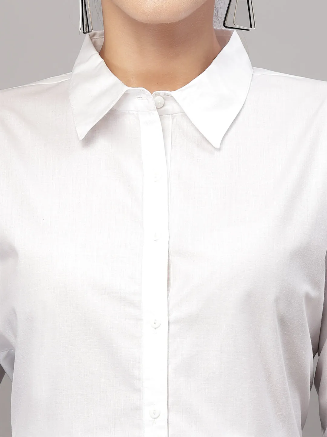 Style Quotient Women Solid White Cotton Regular Formal Shirt