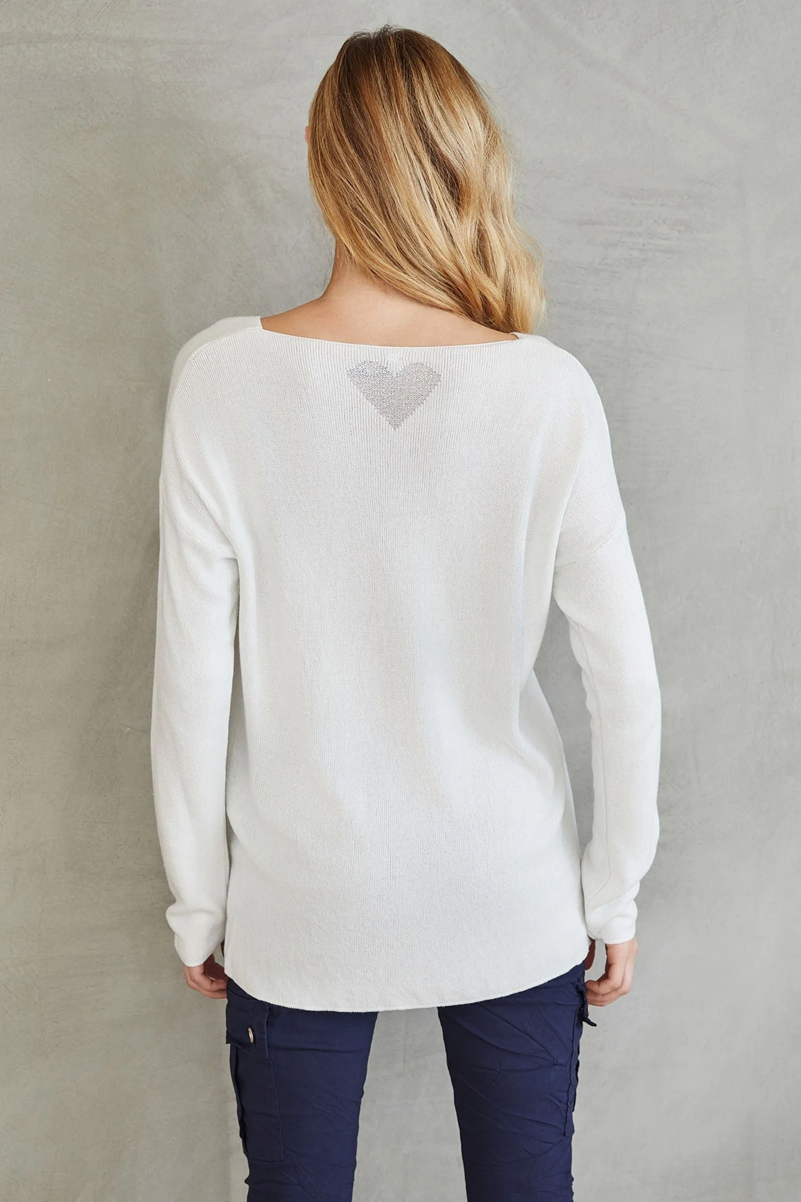 Sweater with Lurex Heart Detail