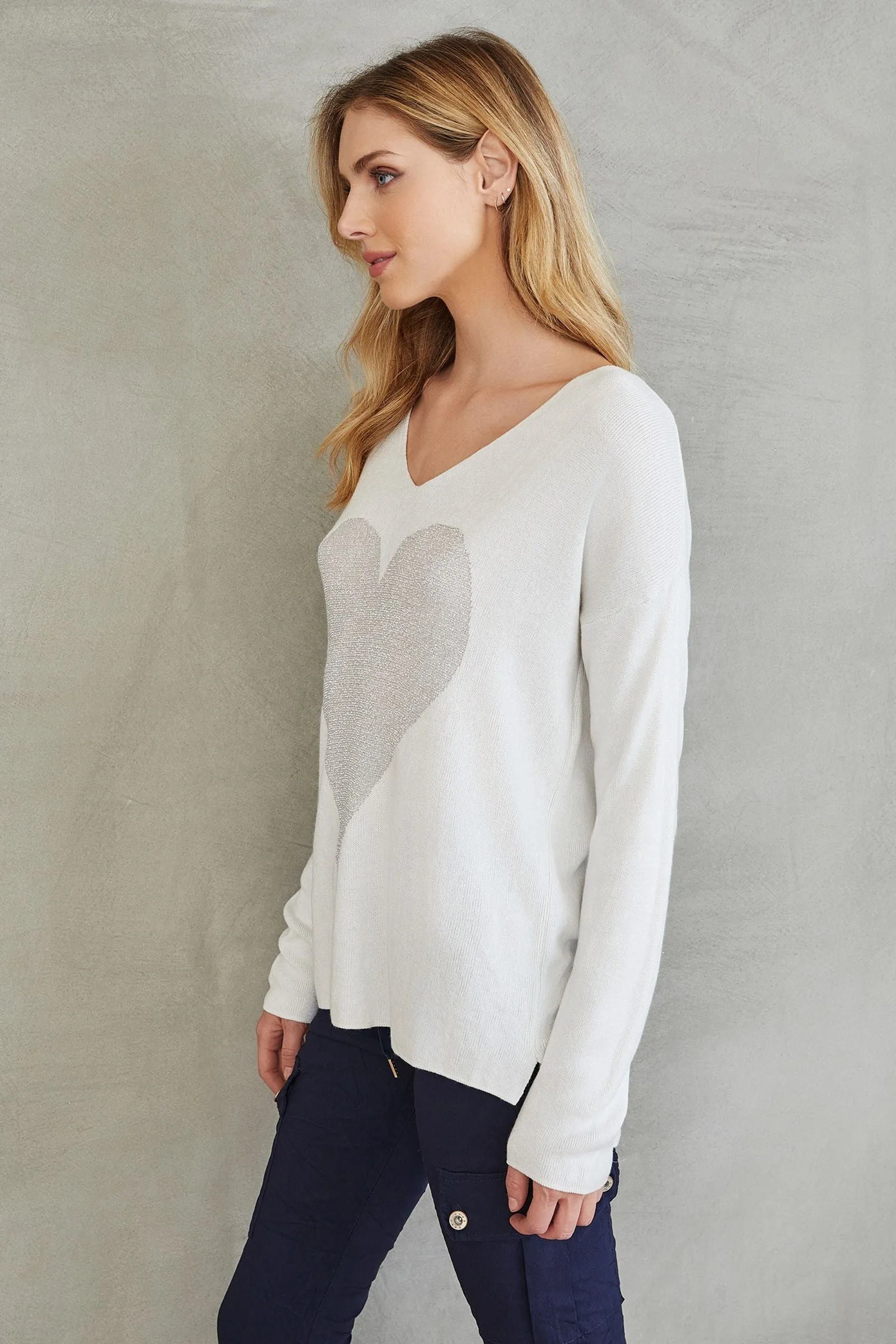 Sweater with Lurex Heart Detail