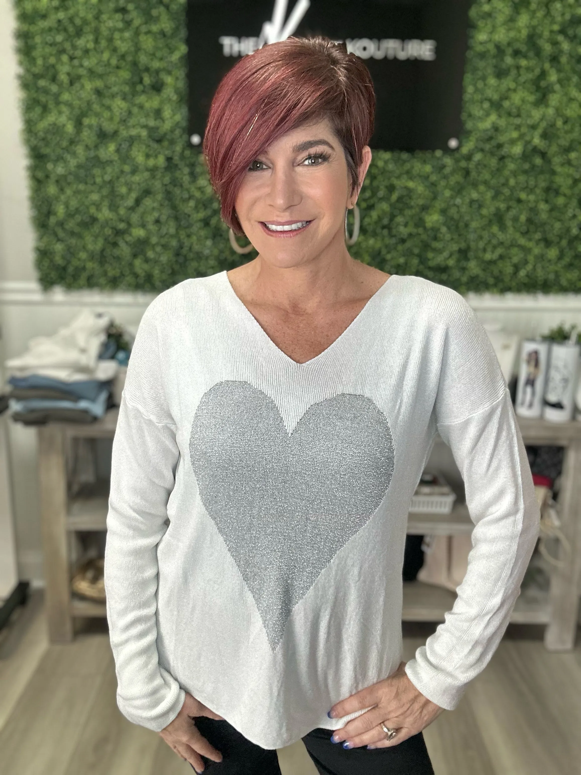 Sweater with Lurex Heart Detail