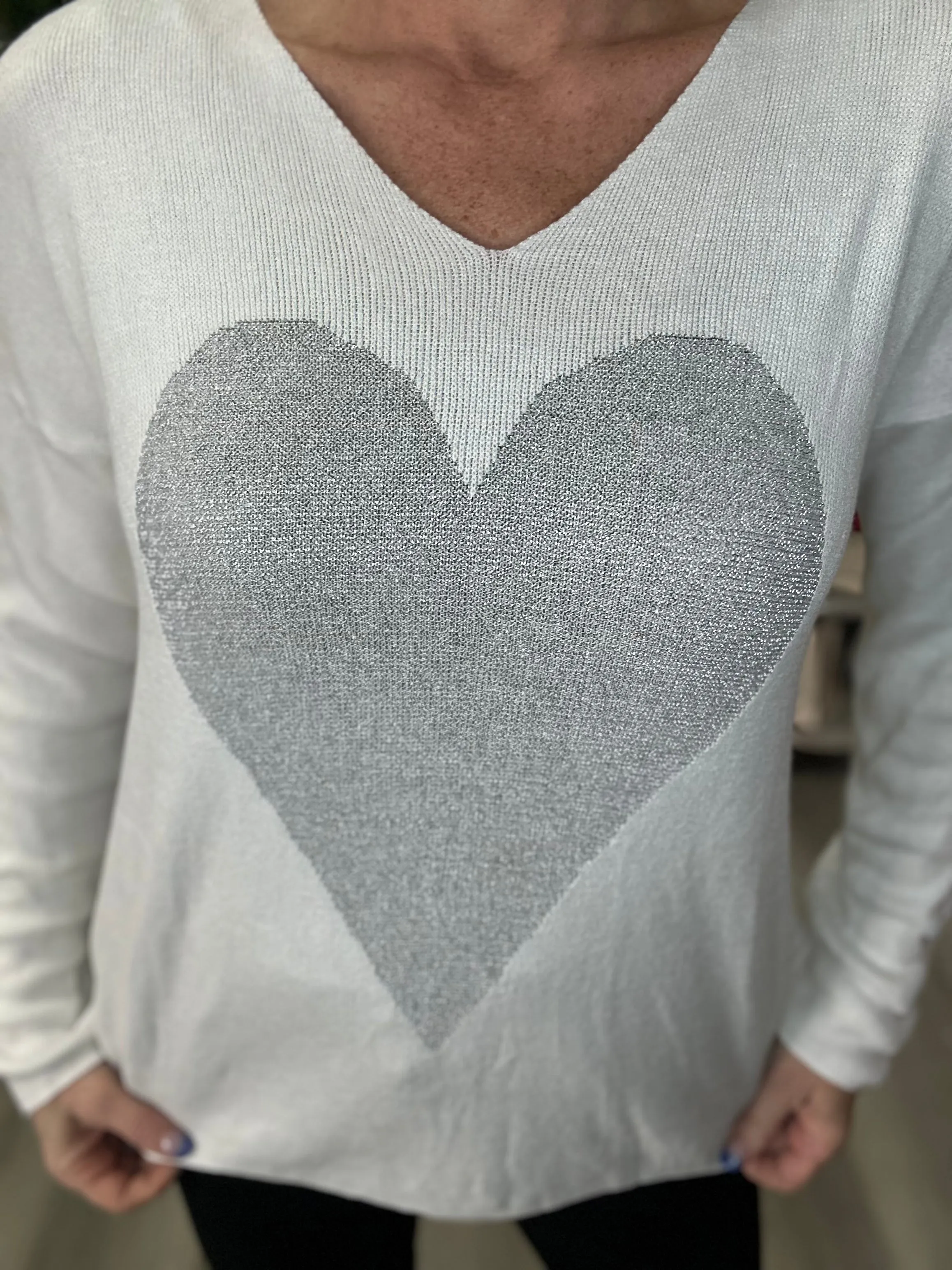 Sweater with Lurex Heart Detail