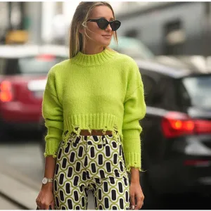 Tassel Knit Crop Sweater