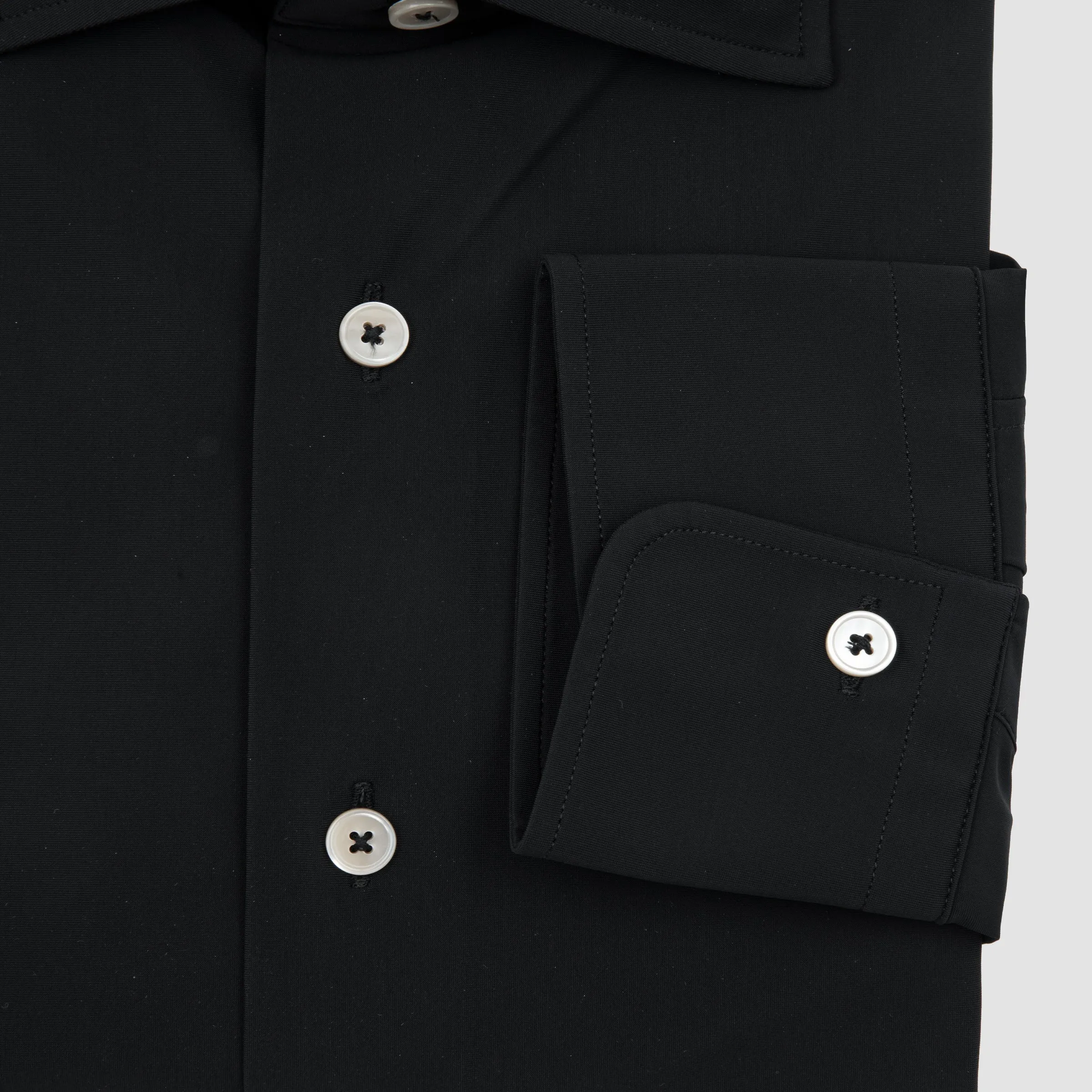 Tecno Stretch Easy Care Solid Sport Shirt Black