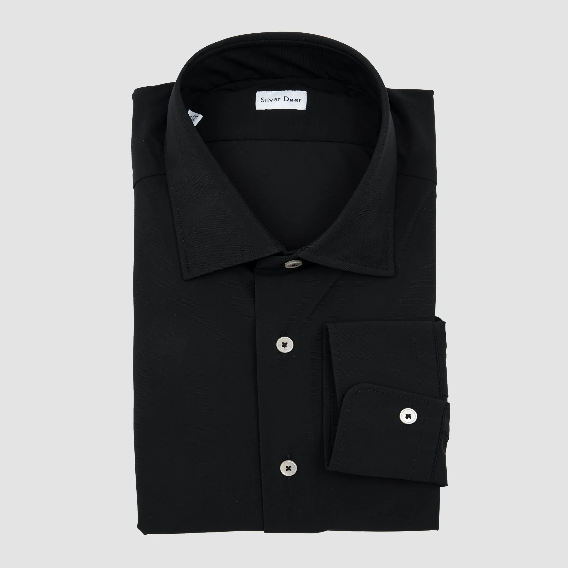 Tecno Stretch Easy Care Solid Sport Shirt Black