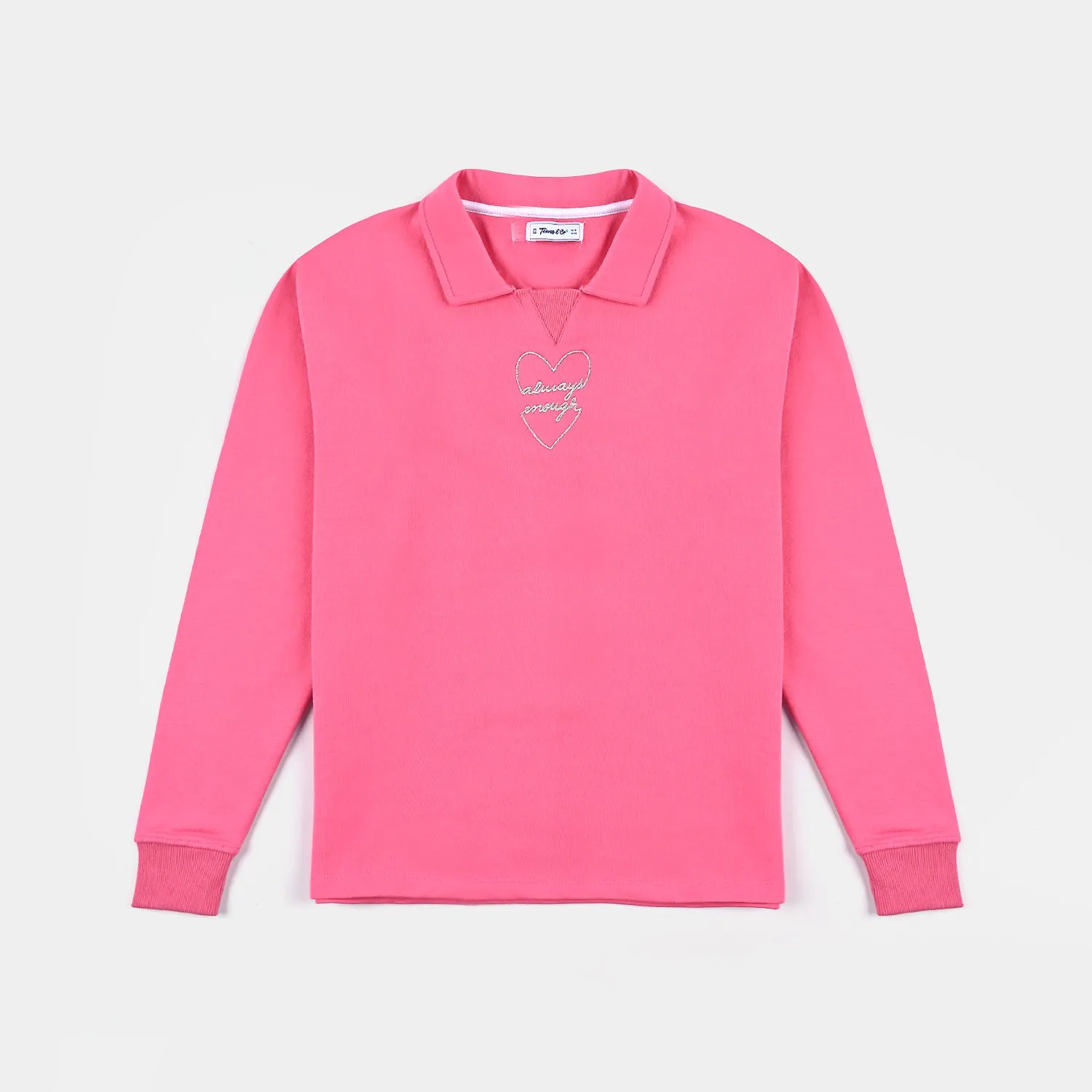 Teens Girls Fleece Cropped Sweatshirt-H.Pink