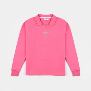 Teens Girls Fleece Cropped Sweatshirt-H.Pink