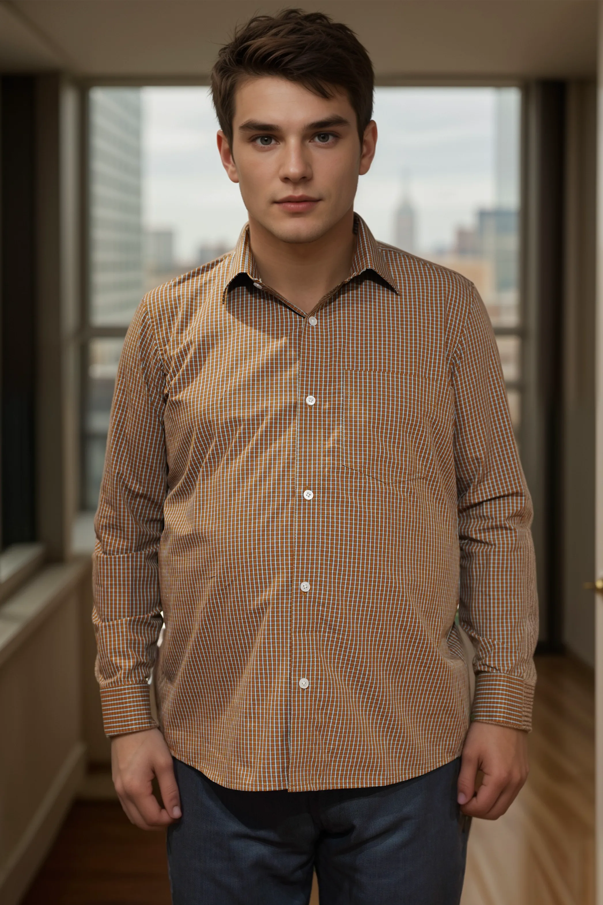Terra Cota Check Formal Shirt