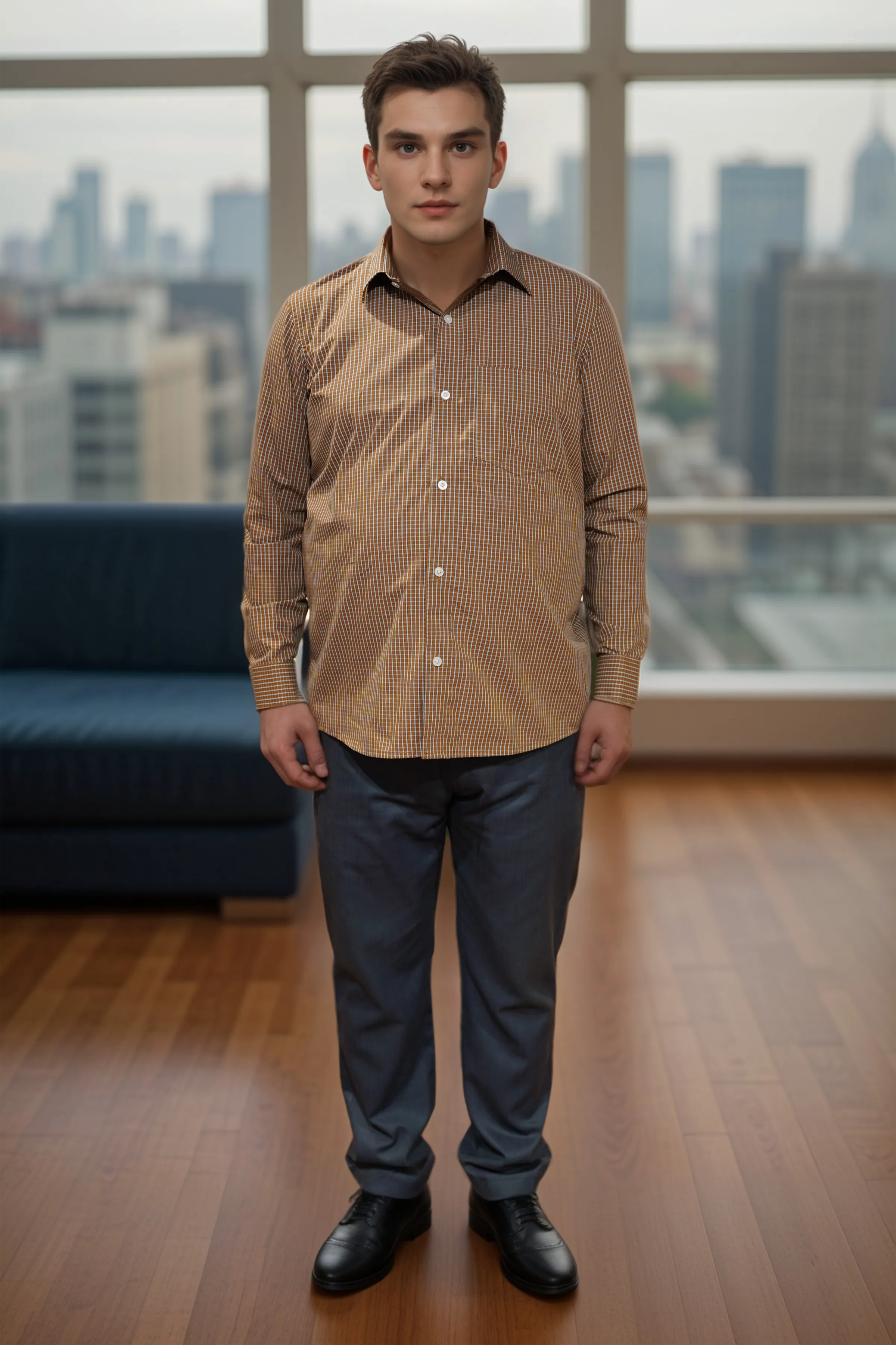 Terra Cota Check Formal Shirt