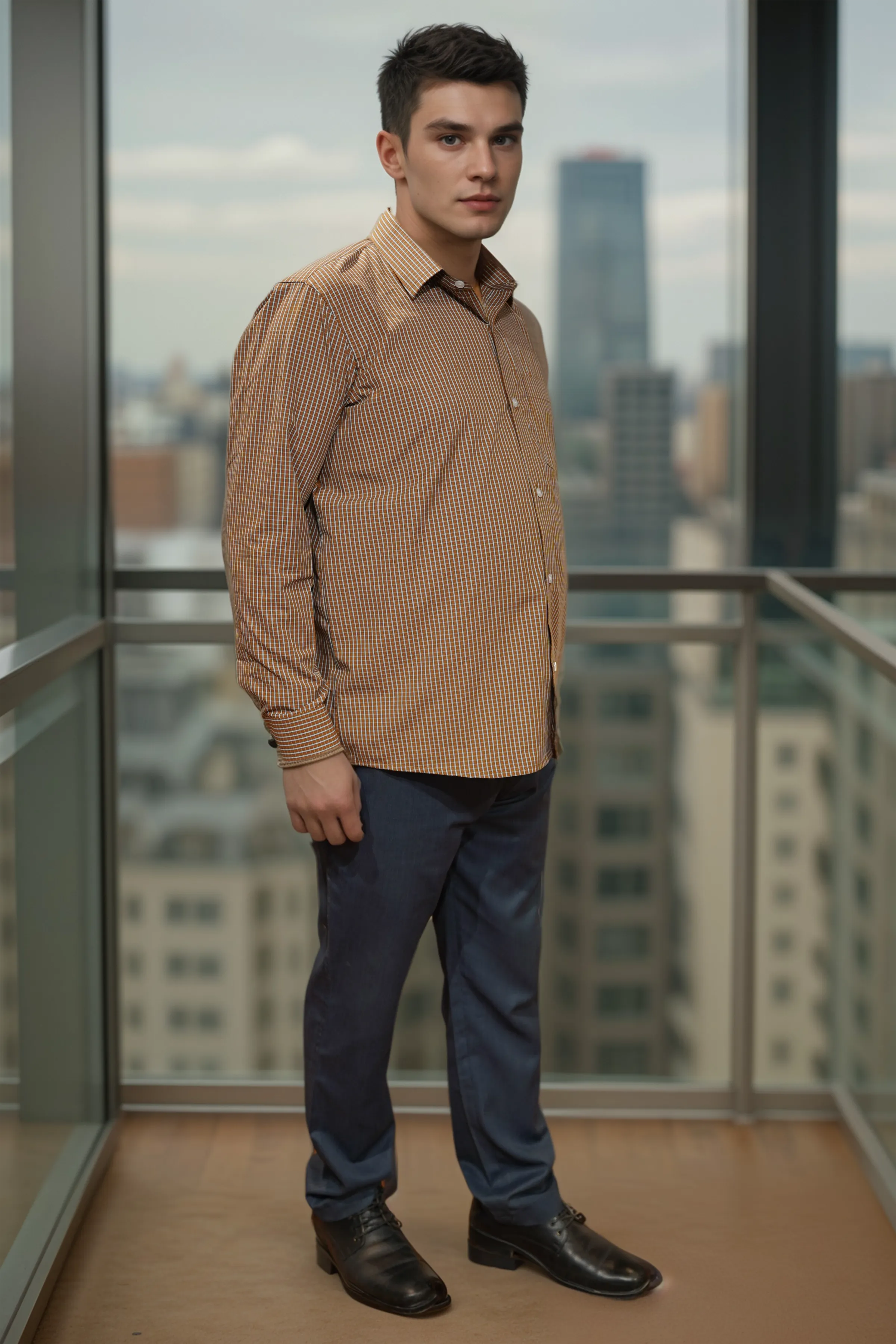 Terra Cota Check Formal Shirt