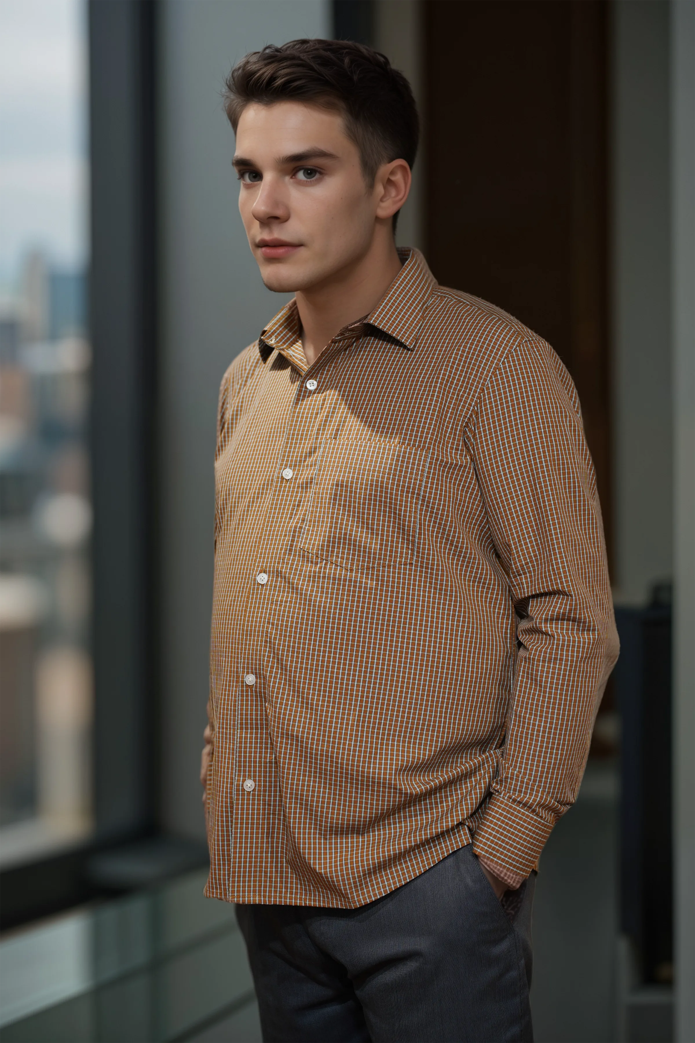 Terra Cota Check Formal Shirt