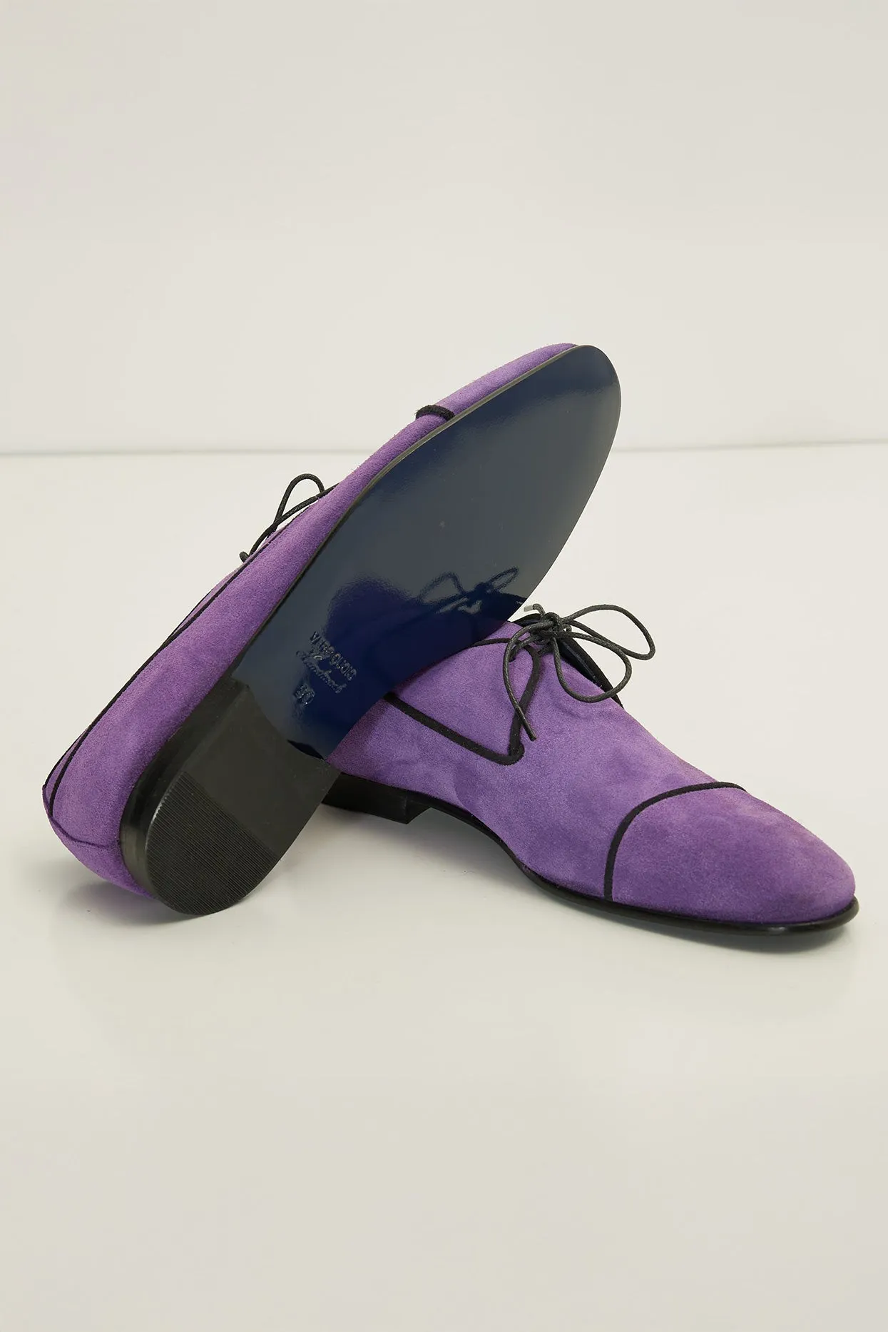 The Formal Leather Cap Toe Derby Shoes  - Purple Suede