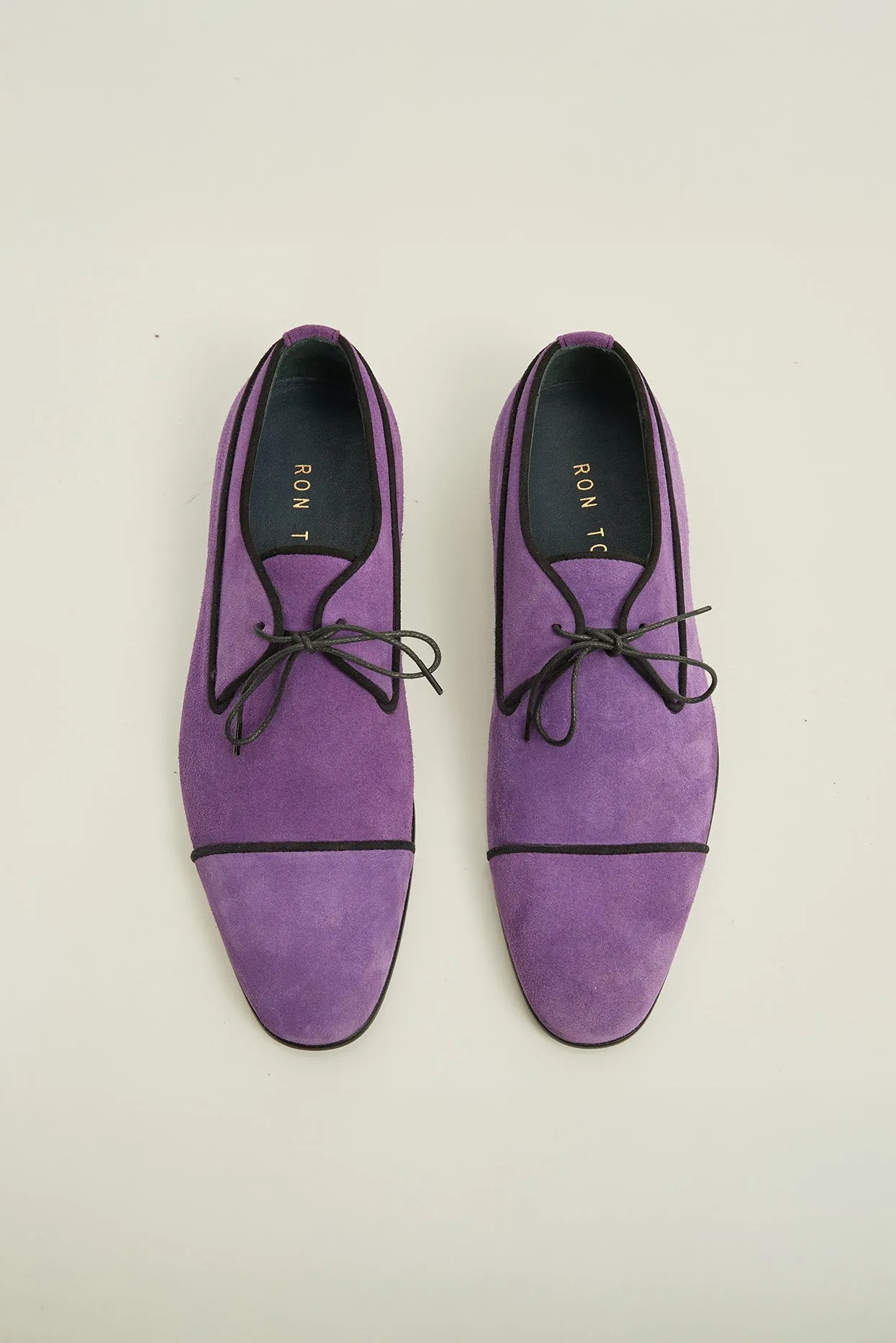 The Formal Leather Cap Toe Derby Shoes  - Purple Suede
