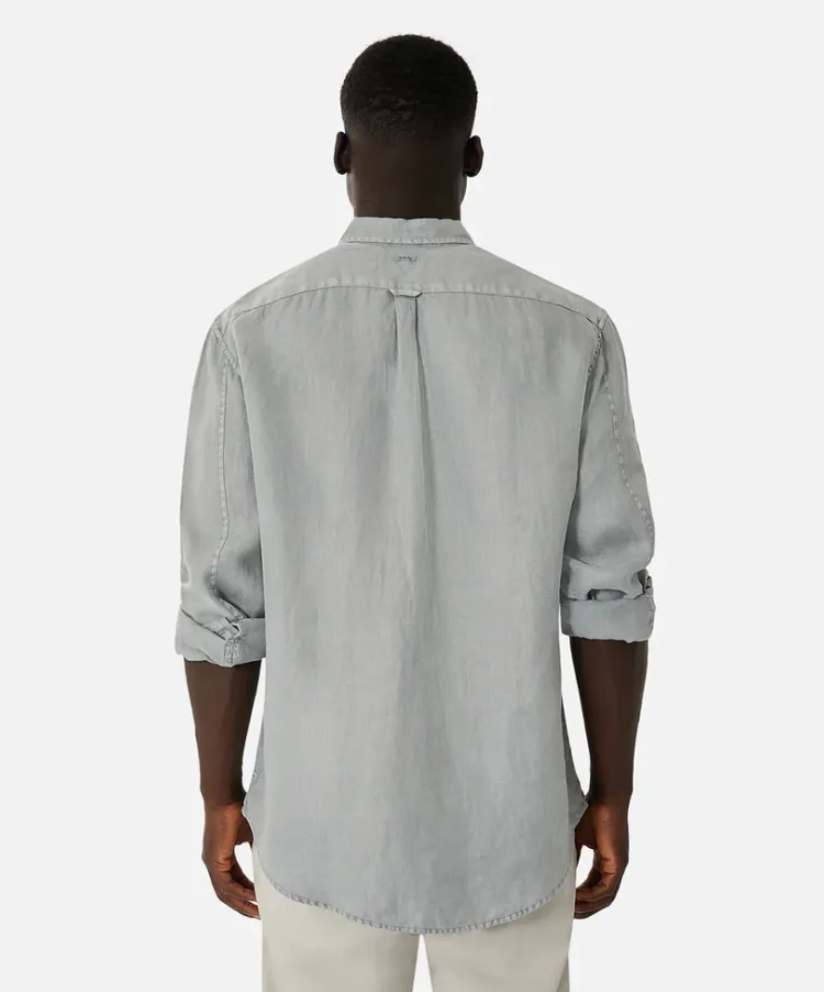 The Trinidad Linen Long Sleeve Shirt Washed Blue