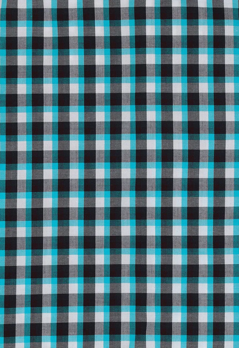 Turquoise & black windowpane checks / ITALIAN 102381-06