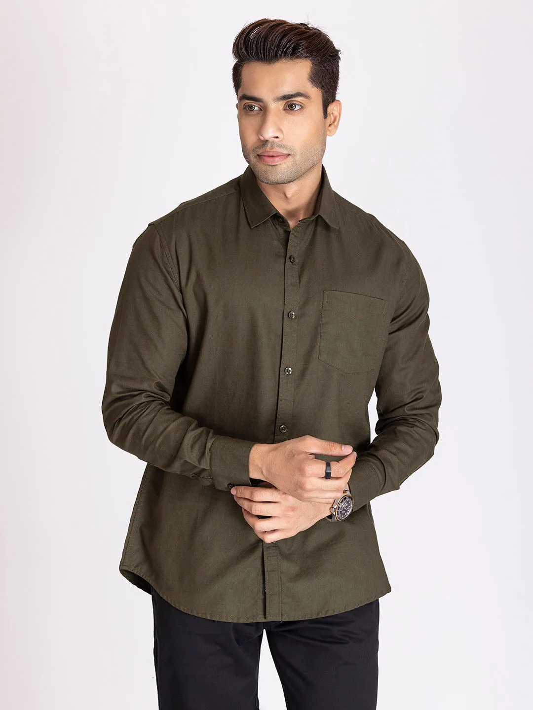 TWILL SHIRT -OLIVE GREEN