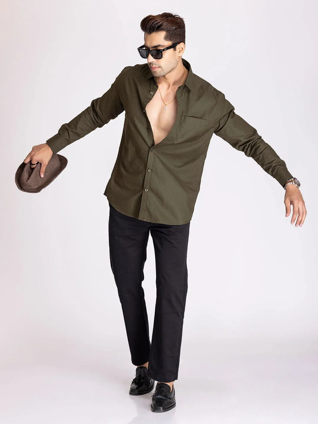 TWILL SHIRT -OLIVE GREEN