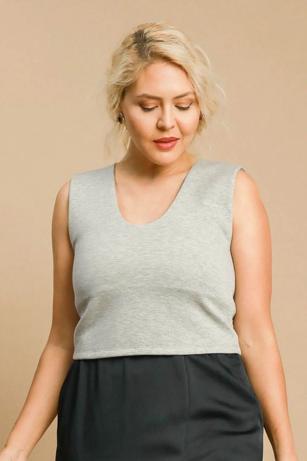 Umgee Full Size Scoop Neck Cropped Tank Plus Size