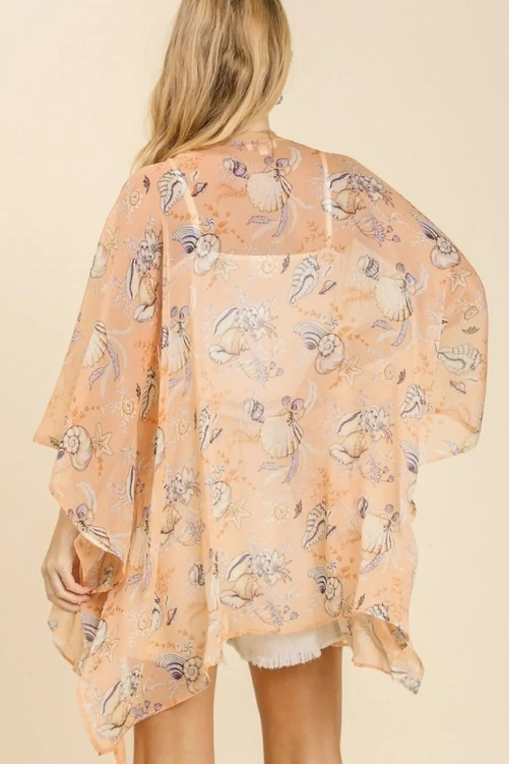 Umgee Full Size Sheer Mixed Print Kimono with Side Slit Plus Size