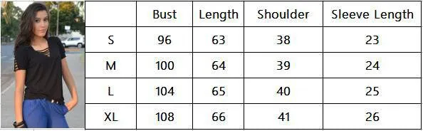 V-neck Straps Pure Color Short Sleeves Loose T-shirt