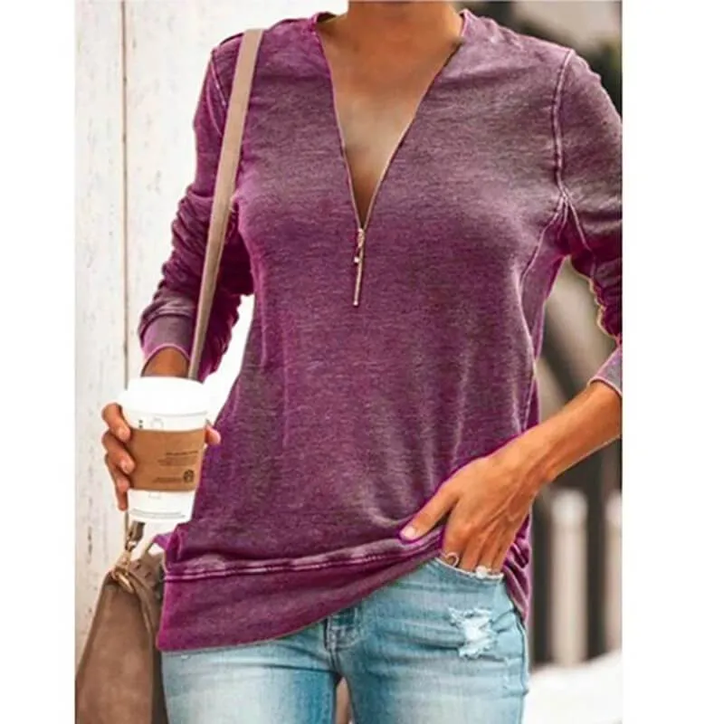 V-neck Zipepr T-shirt