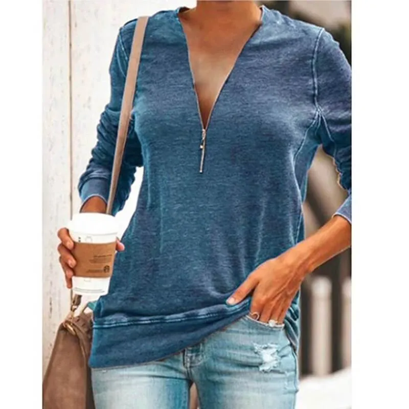V-neck Zipepr T-shirt