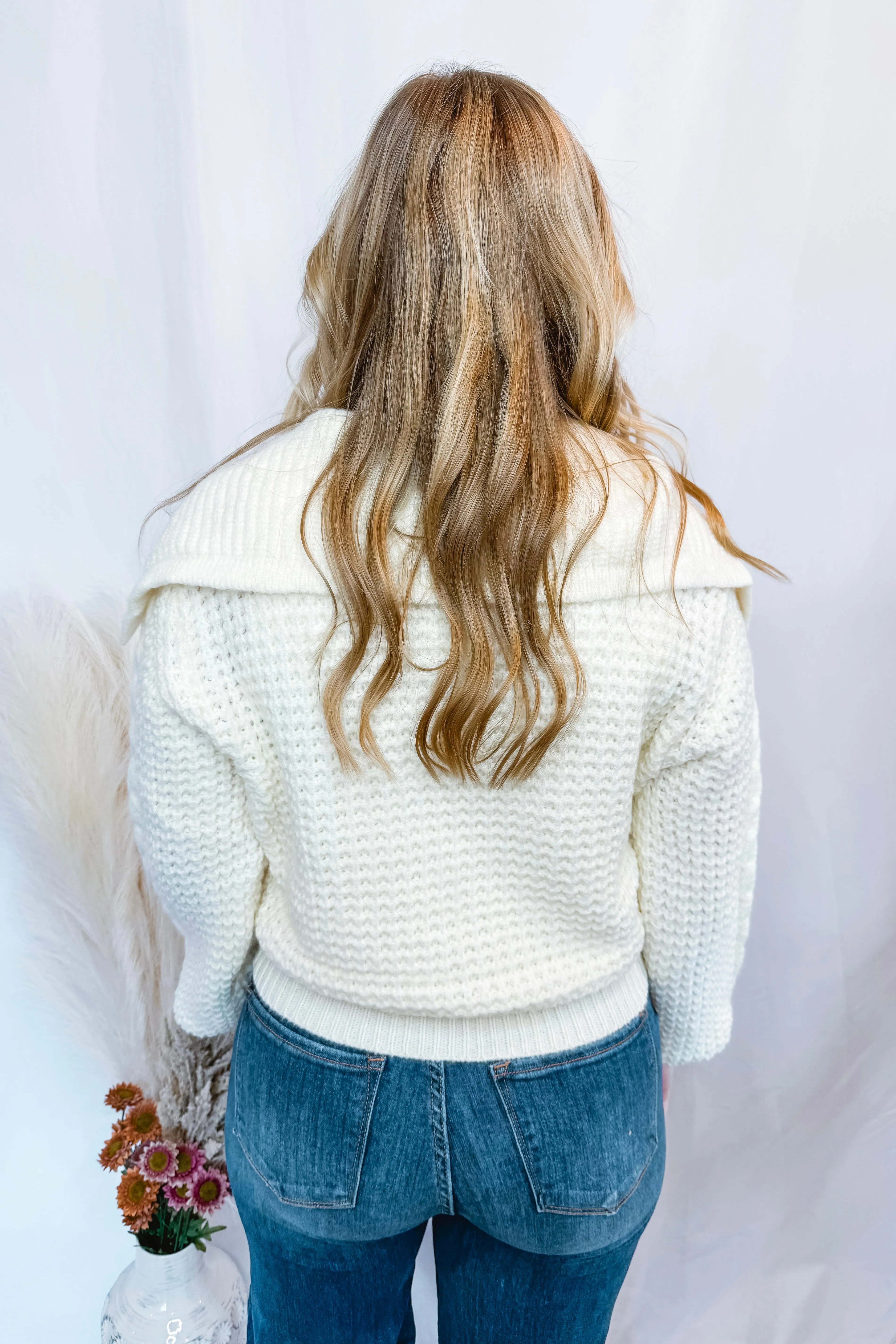 Venture Out Cable Knit Zip Up - Ivory