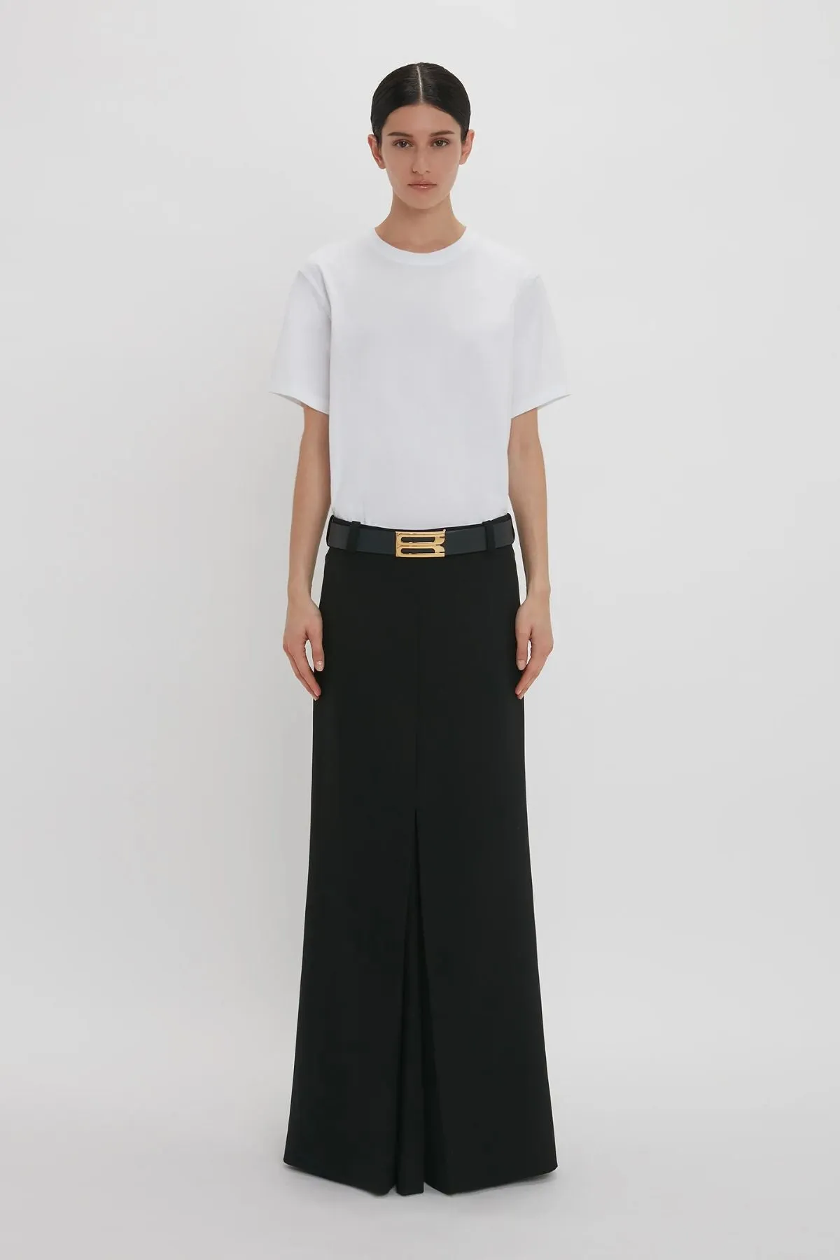 Victoria Beckham Floor Length Box Pleat Skirt - Black