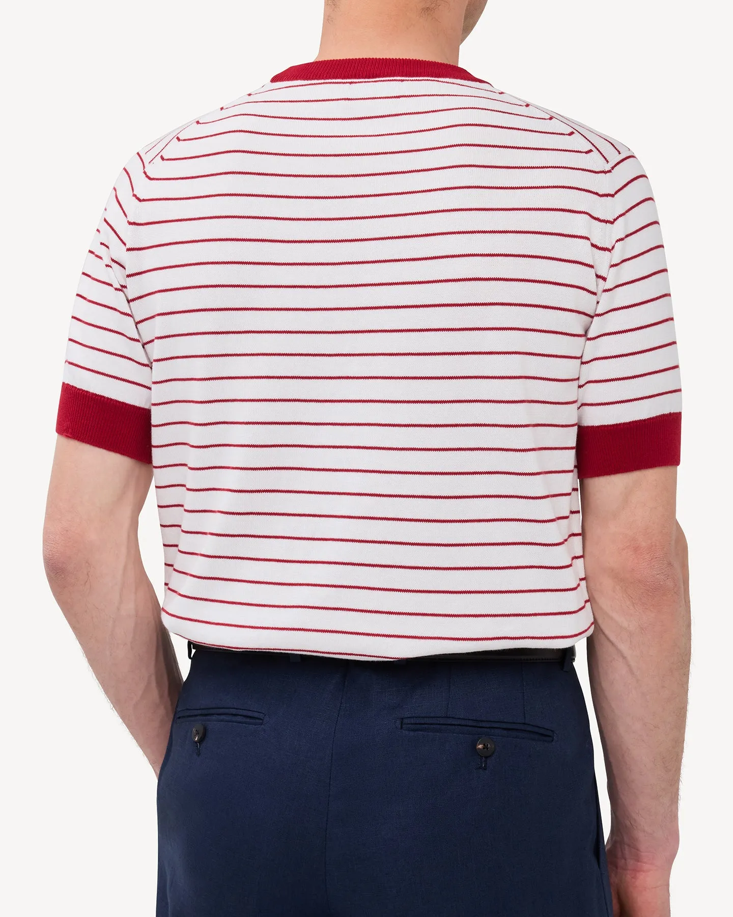 White Red Breton Stripe Knitted T-Shirt