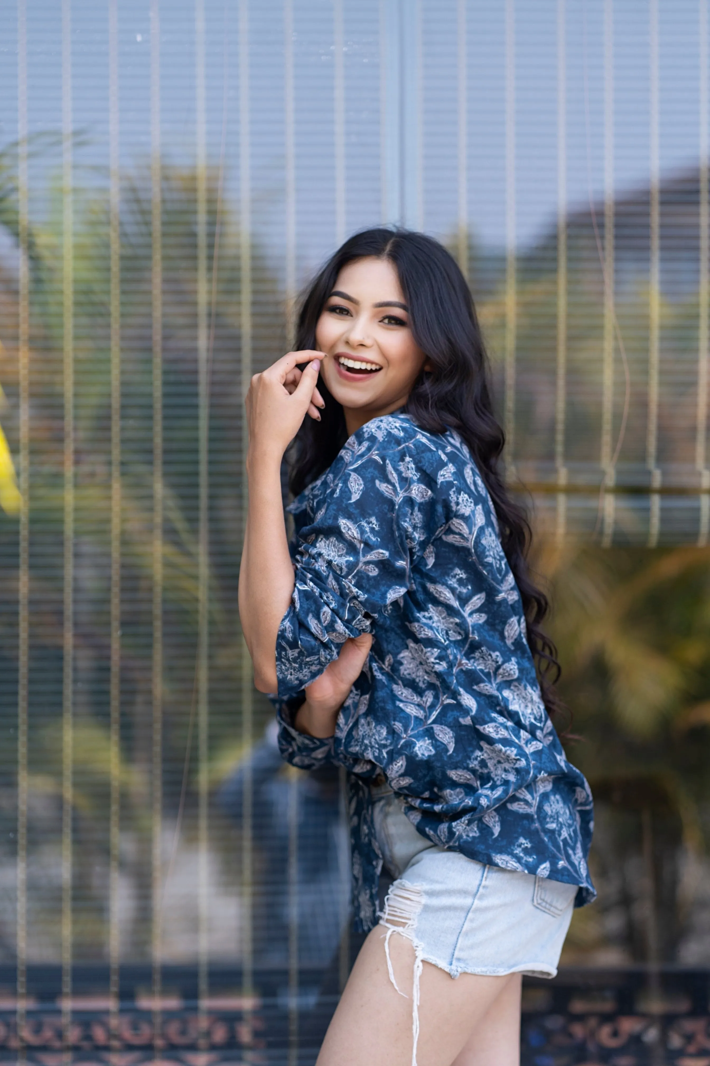 Women Button Down Shirt Long Sleeves for Summer - Blue