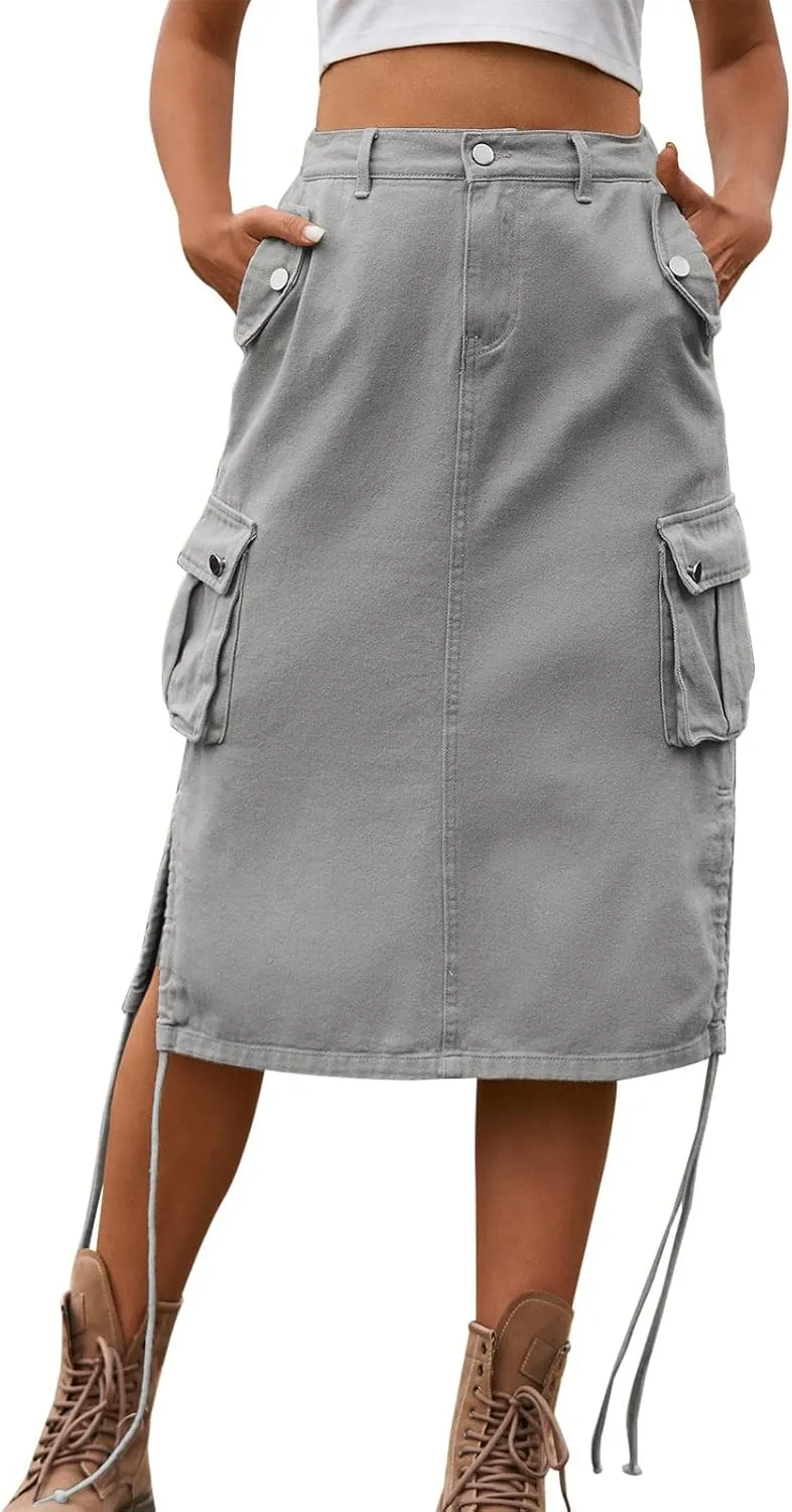 Women Elegant Skirt Cargo Midi Elegant Pencil Skirt Beach Maxi Sexy Skirts Elastic Waisted Pencil Skirt for Women