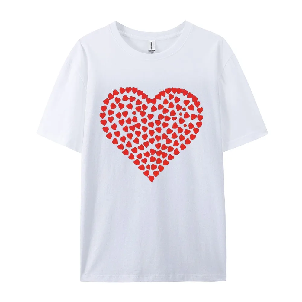 Women Valentine's Day Love Red Heart Print Graphic T-shirt