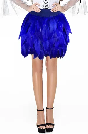 Women's A-Line High Waisted Midi Skirt Women's Performance Skirts European and American Stage Clothing Feather