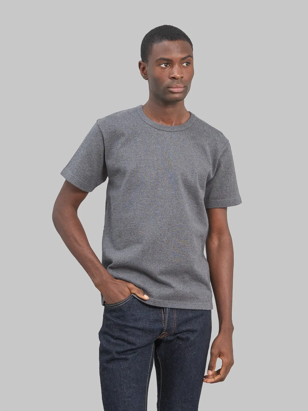 Wonder Looper Double Heavyweight Crewneck T-Shirt Charcoal