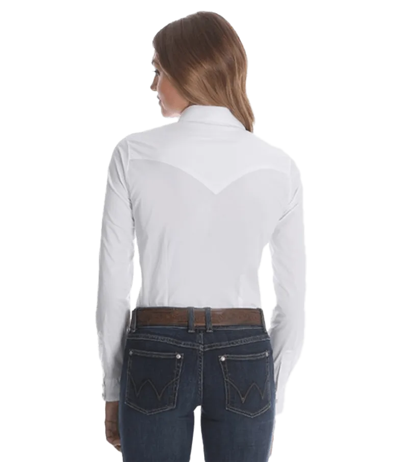 Wrangler Ladies White Solid Snap Western Shirt